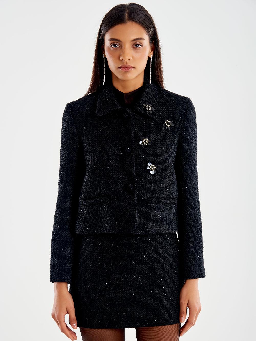 Vicolo Blazer Lamè Cropped Nero 2025