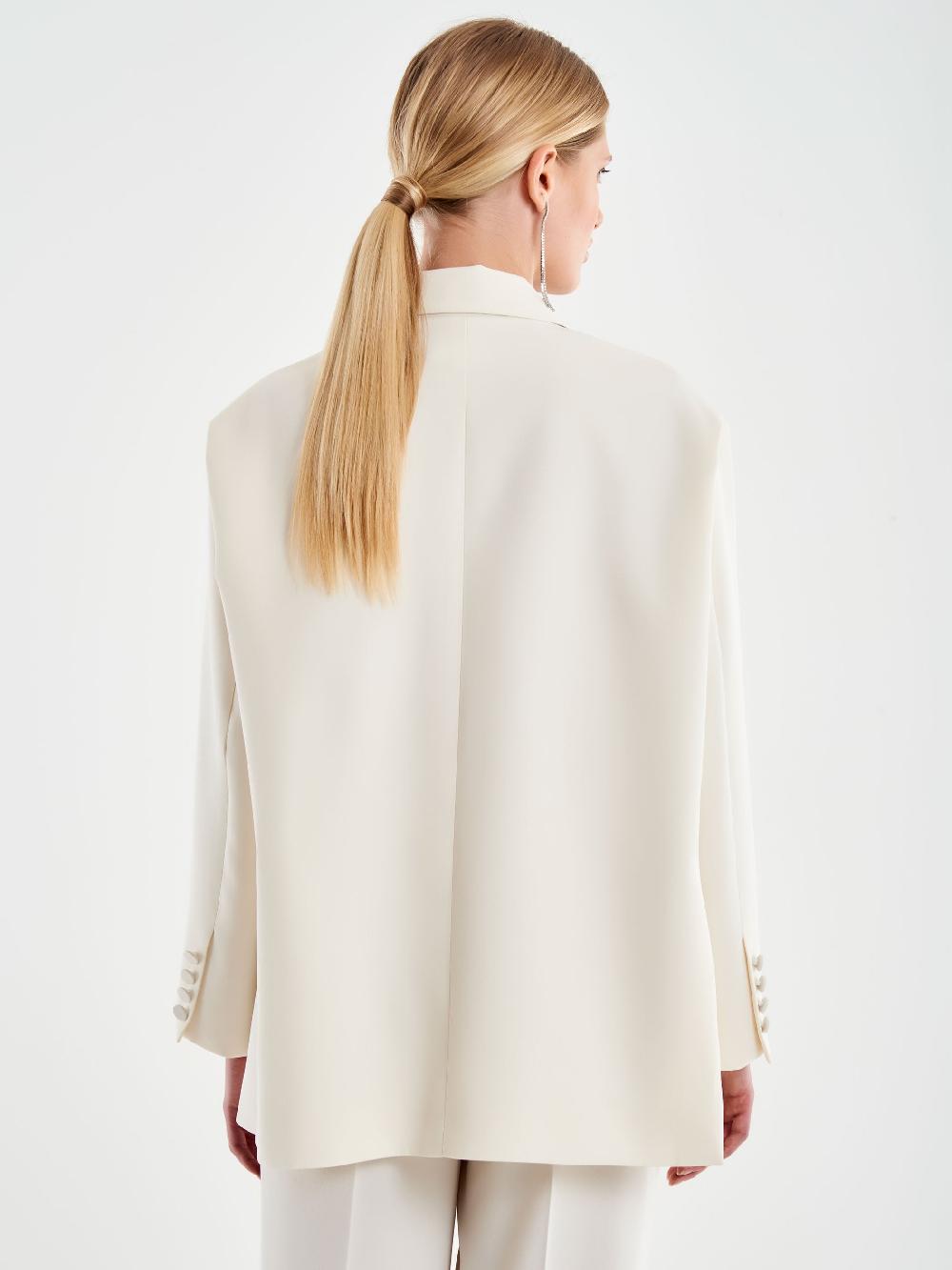 Vicolo Blazer Oversized con Revers a Contrasto Bianco 2025