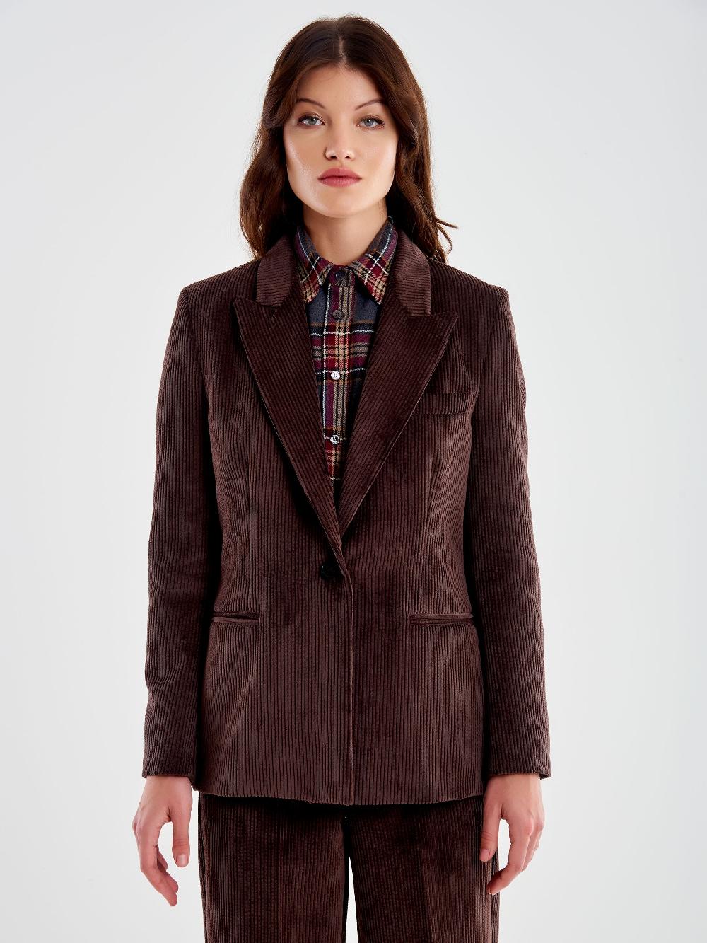 Vicolo Blazer Monopetto in Velluto a Coste Moro Promozione