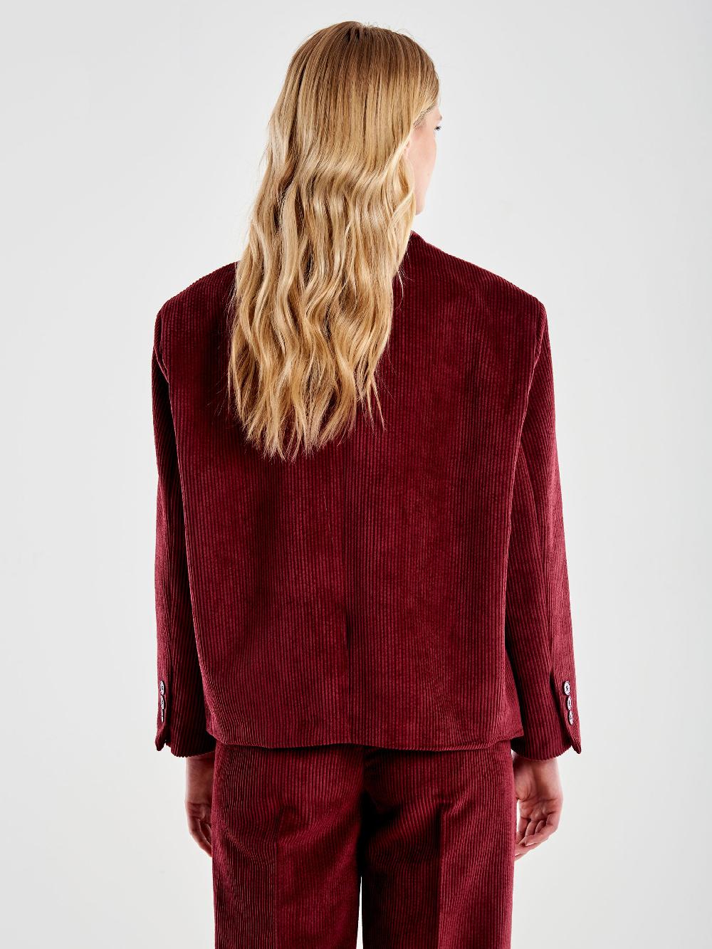 Vicolo Giacca Oversized Cropped in Velluto Bordeaux Spedizione Gratuita