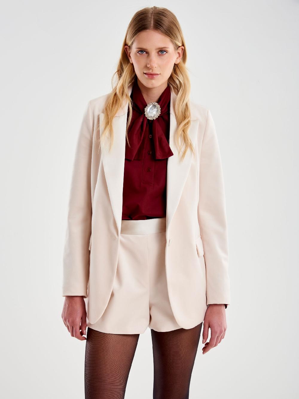 Vicolo Blazer Velluto con Reverse Satin Bianco Pezzi Unici