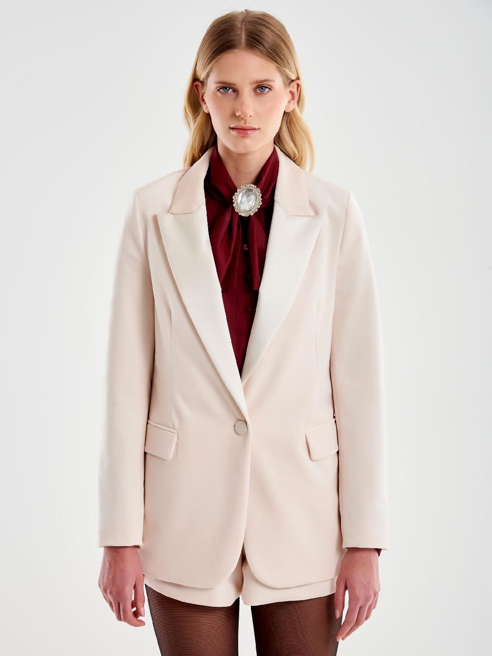 Vicolo Blazer Velluto con Reverse Satin Bianco Pezzi Unici