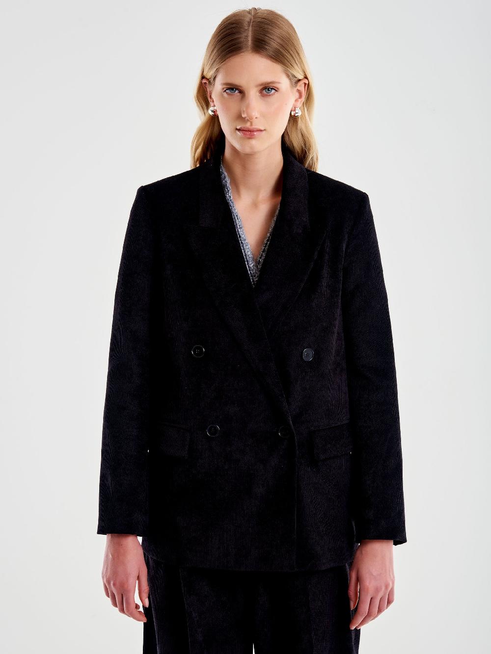 Vicolo Blazer in Velluto Doppiopetto Nero Soddisfazione Garantita