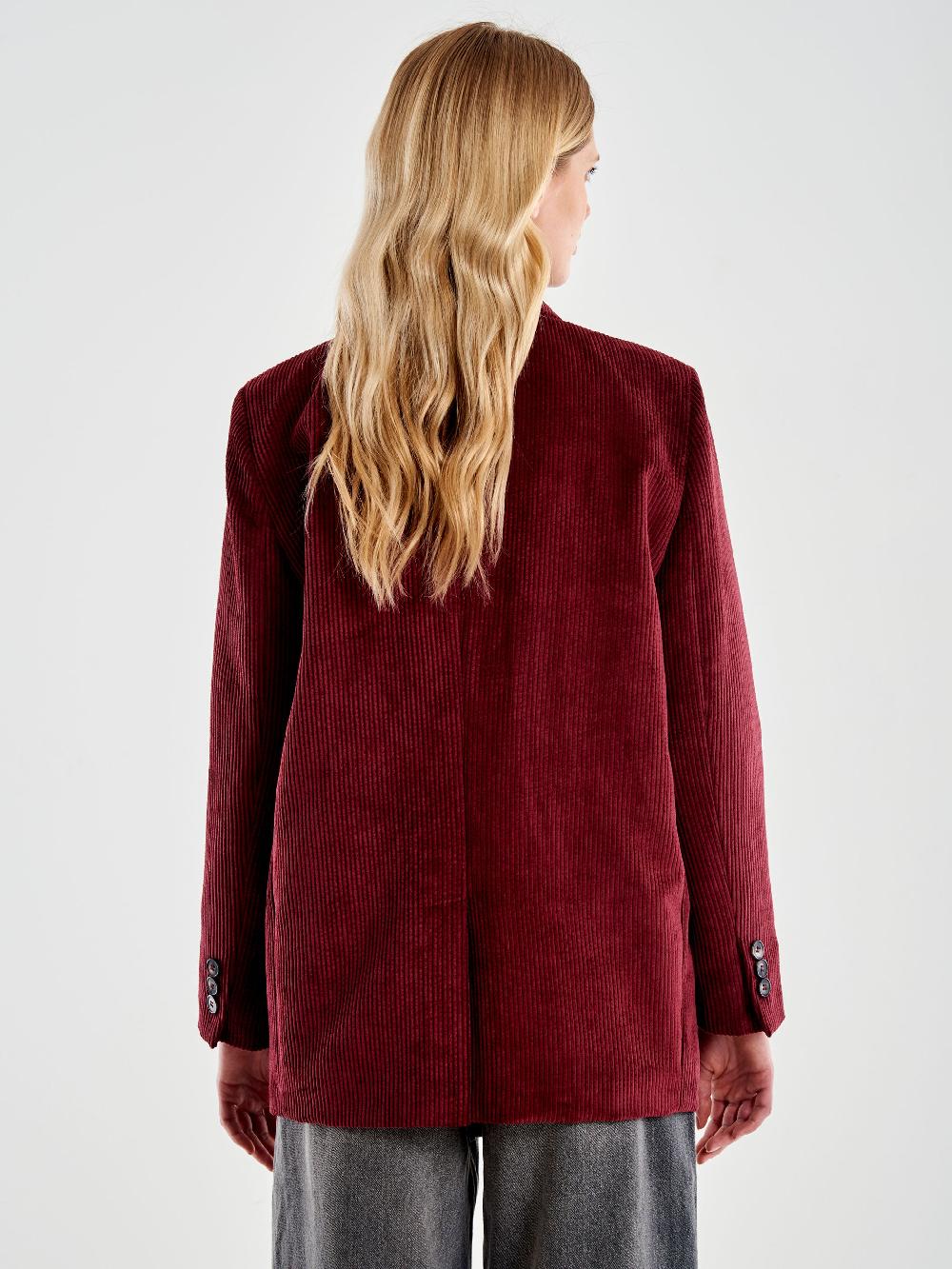 Vicolo Blazer con Rosa Oversized Velluto Bordeaux Negozi Online