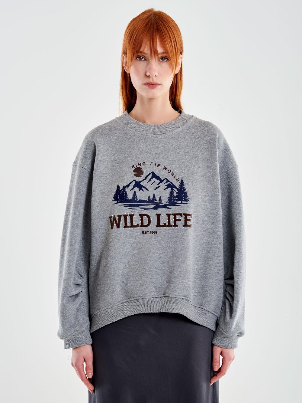 Vicolo Felpa Oversized Wild Life Grigio Shopping Online