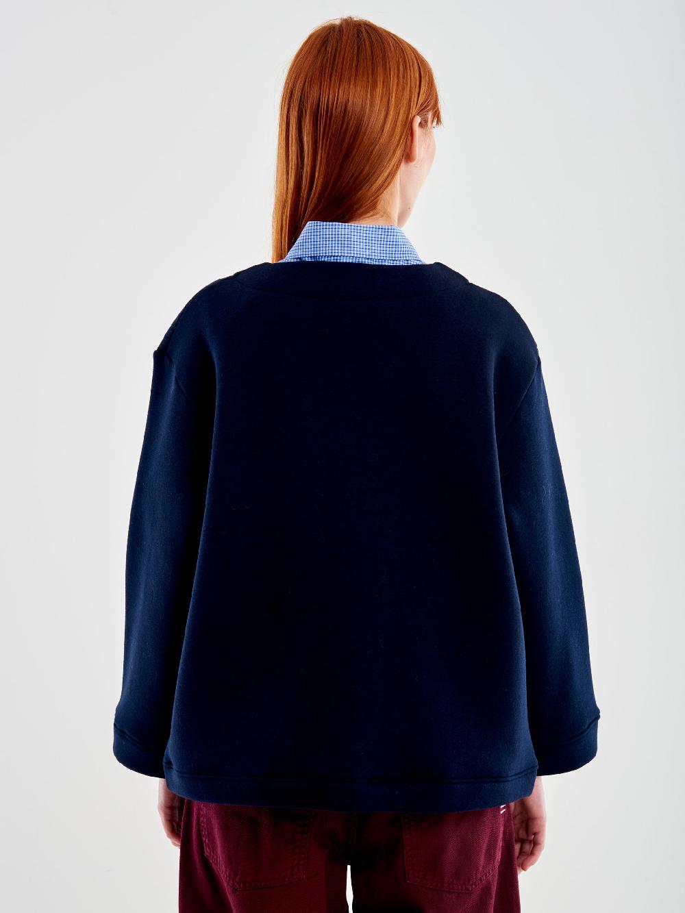 Vicolo Cardigan in Felpa con Patch Blu 50% di sconto per tempo limitato