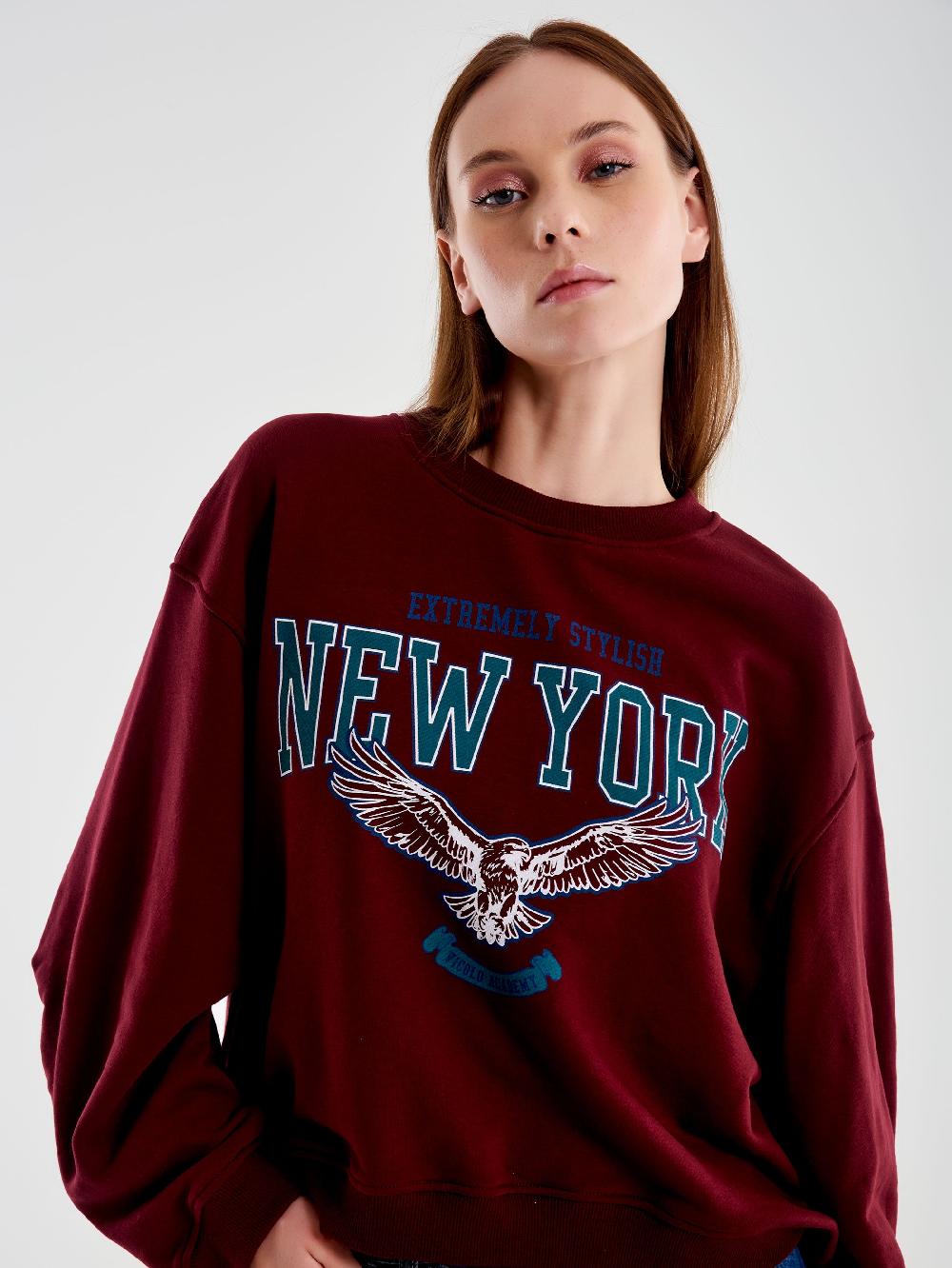 Vicolo Felpa Oversized Varsity Bordeaux Convenienza