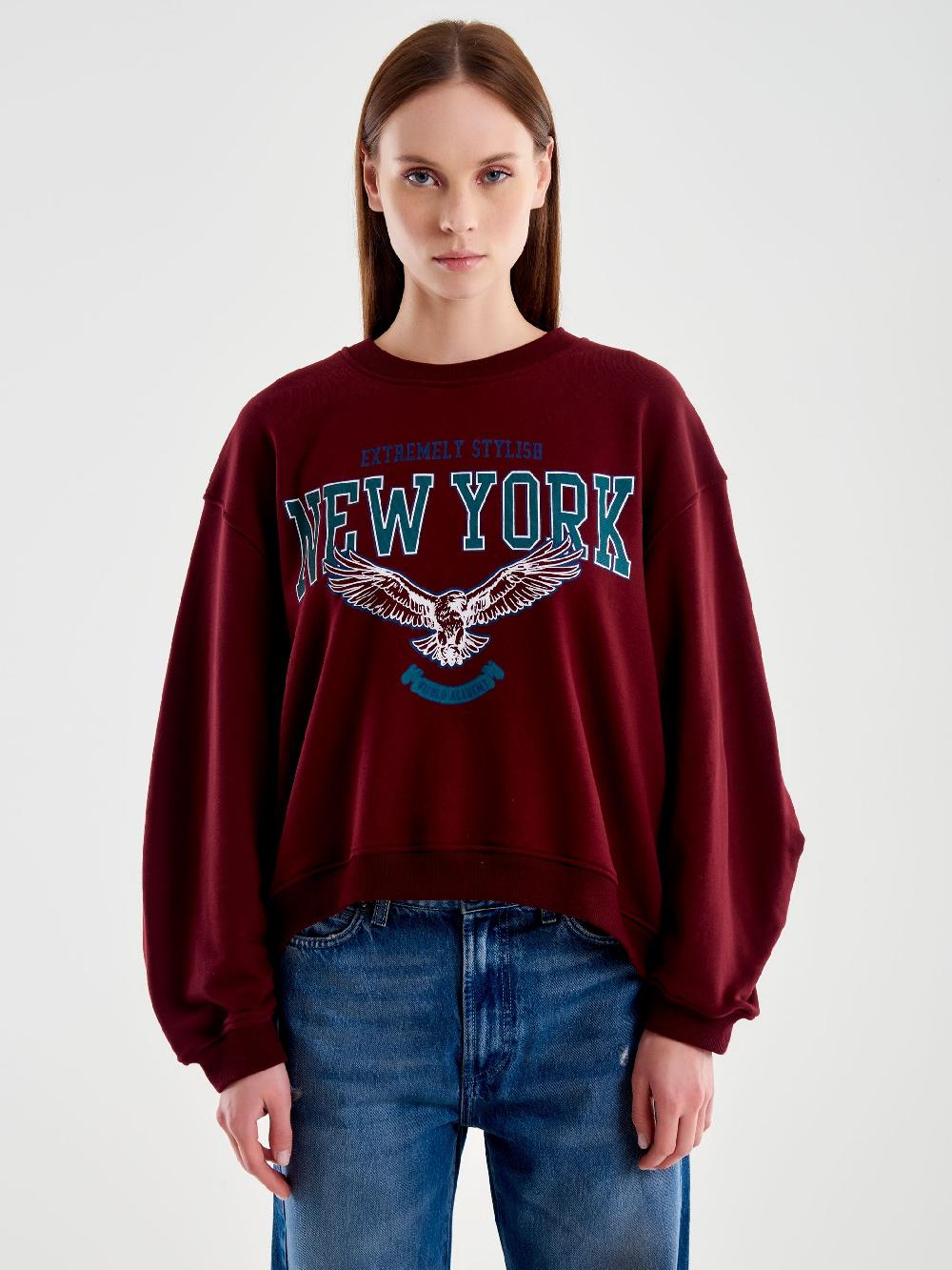 Vicolo Felpa Oversized Varsity Bordeaux Convenienza