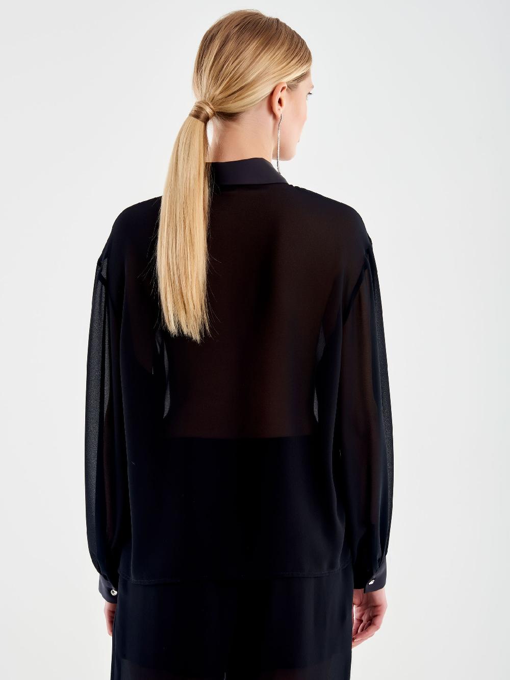 Vicolo Camicia in Georgette Nero Sconto