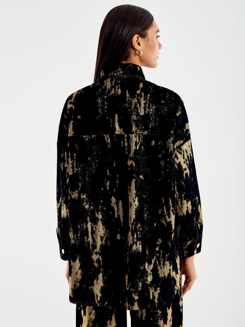 Vicolo Camicia Denim Laminata Nero Online