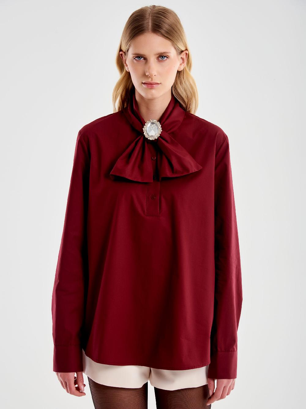Vicolo Camicia con Fiocco e Cabochon Bordeaux In Vendita