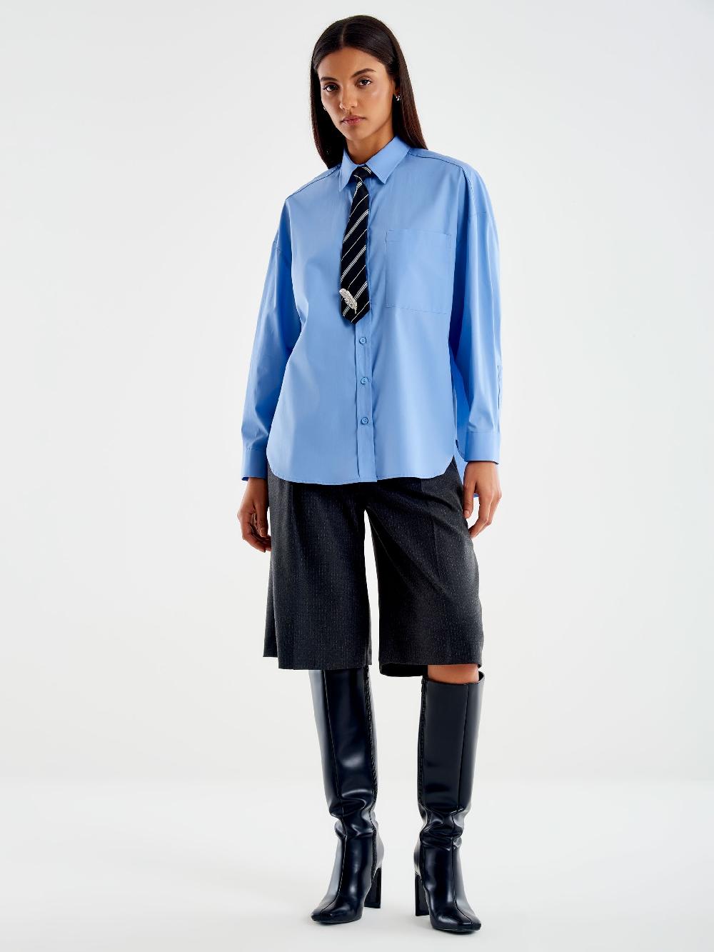 Vicolo Camicia con Cravatta a Righe Azzurro Vendita Economica