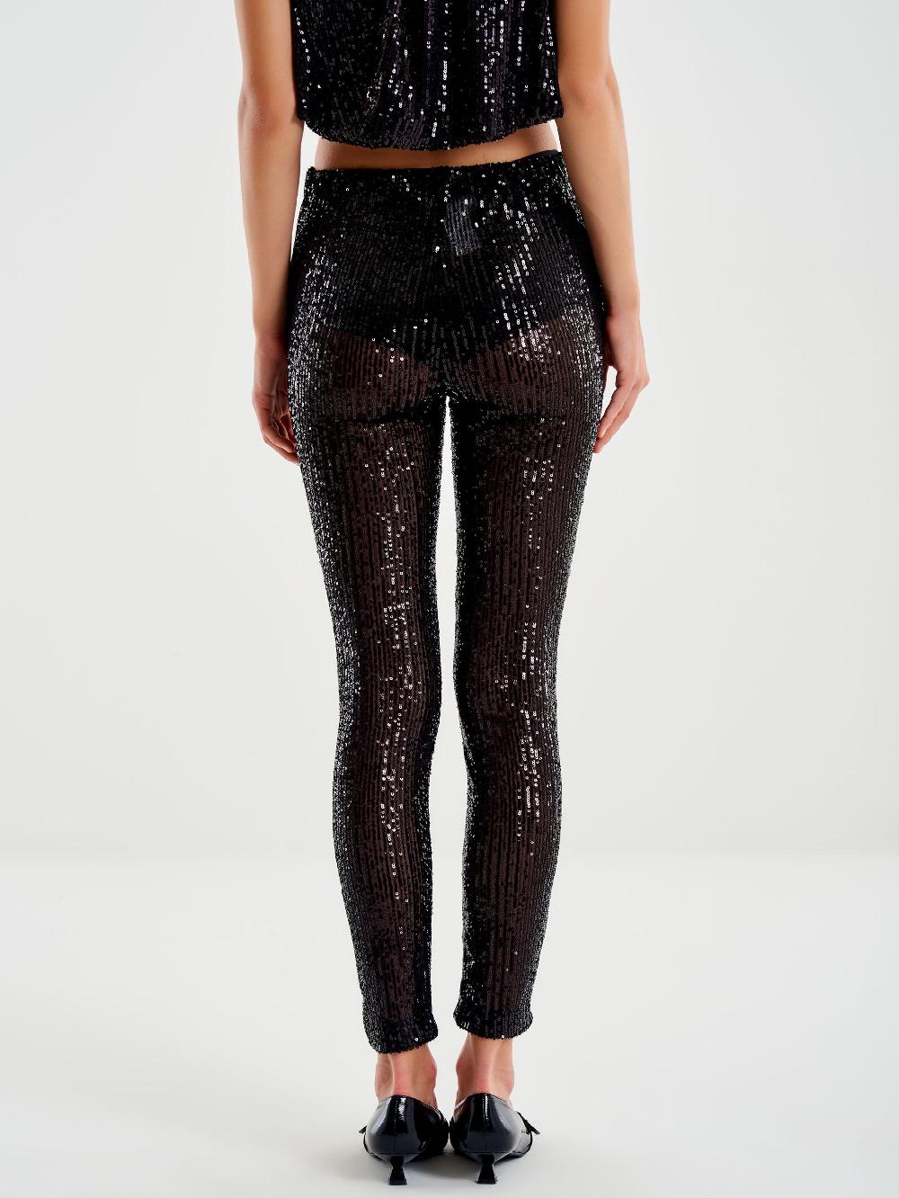 Vicolo Leggings in Paillettes Nero 2025
