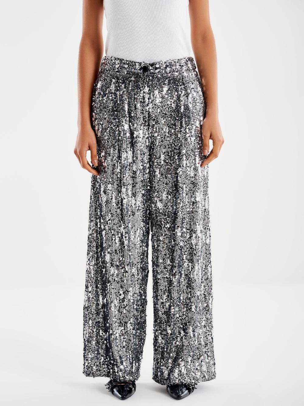Vicolo Pantalone Ampio Paillettes Grigio Italy