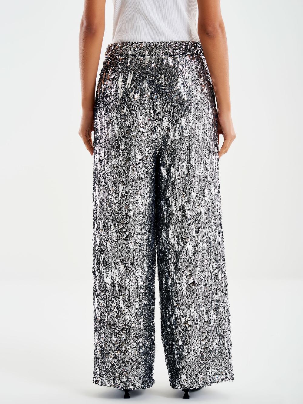 Vicolo Pantalone Ampio Paillettes Grigio Italy
