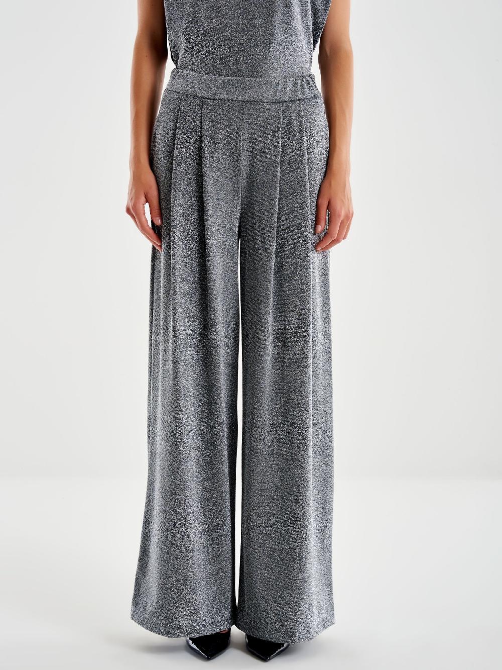 Vicolo Pantalone Ampio Lurex Grigio Italia