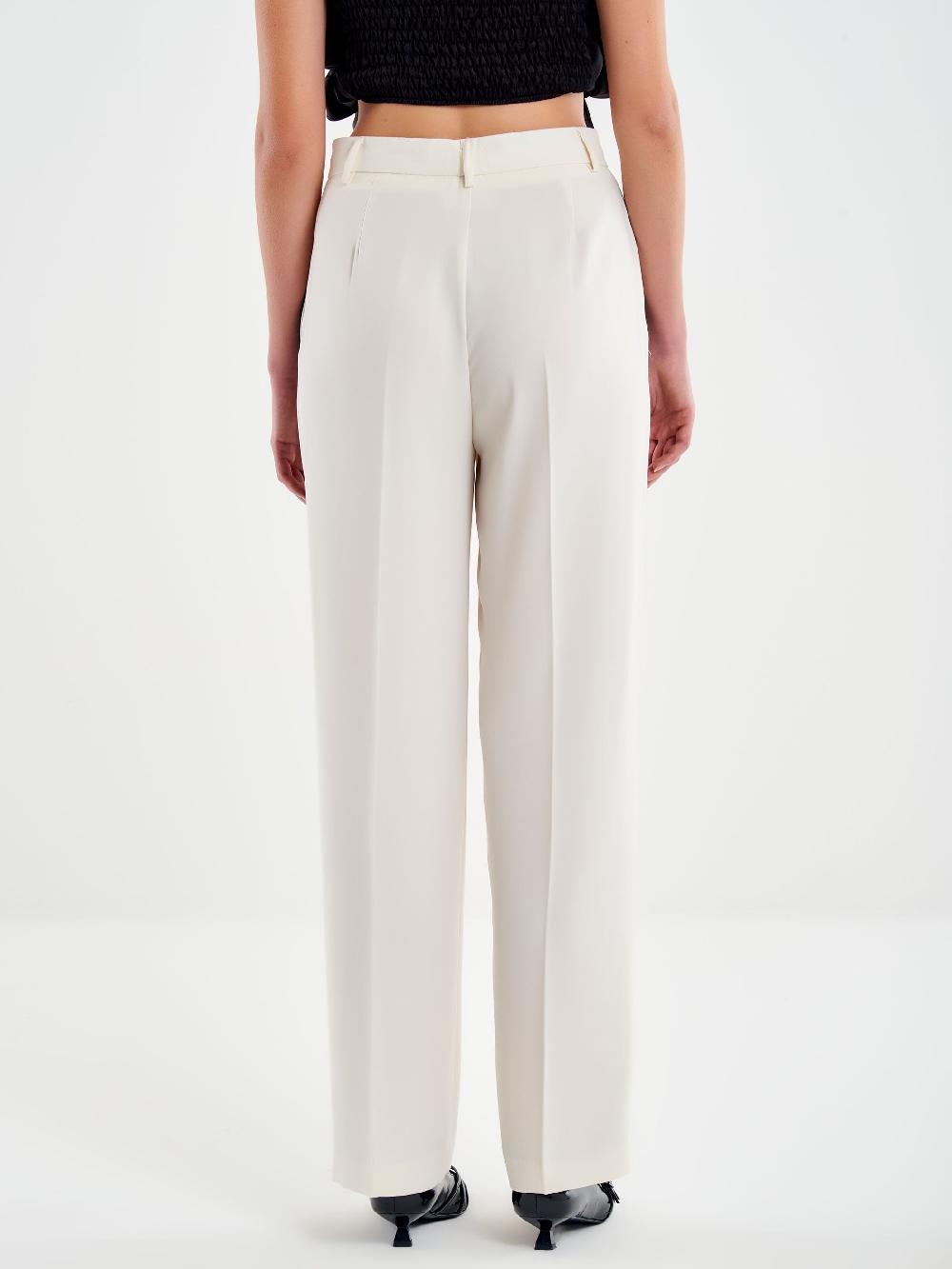 Vicolo Pantalone Banda Laterale Satin a Contrasto Bianco Nuovo
