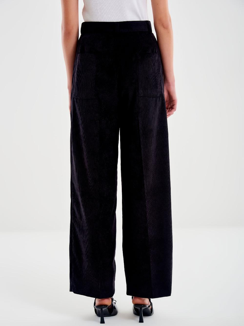 Vicolo Pantalone in Velluto a Coste Nero Qualità