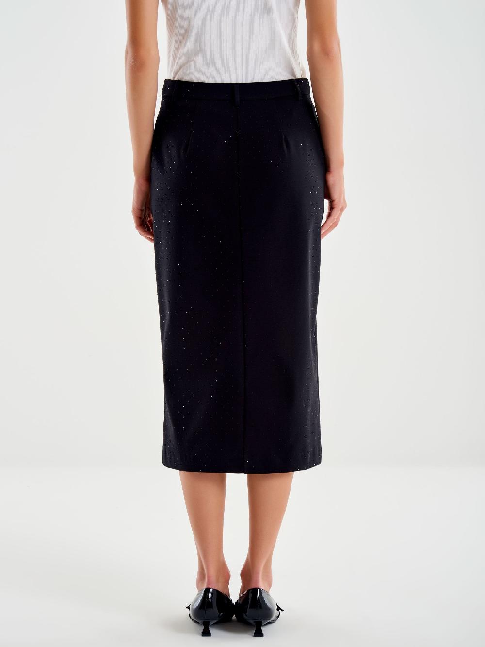 Vicolo Gonna Longuette con Spacco Frontale Nero Shopping Online