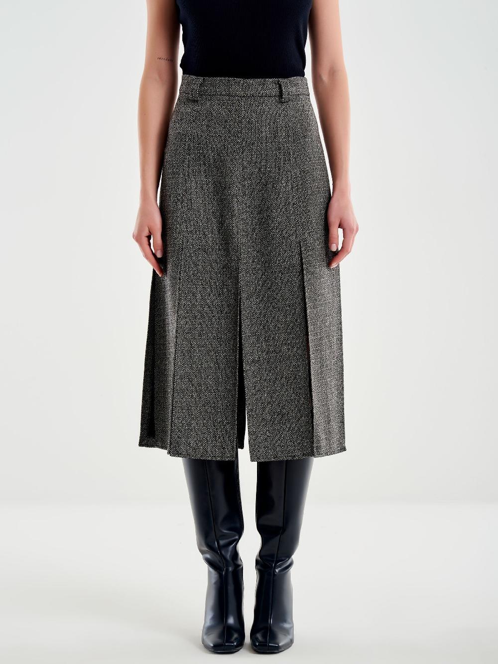 Vicolo Gonna Midi con Spacchi Spinata Nero Sottocosto