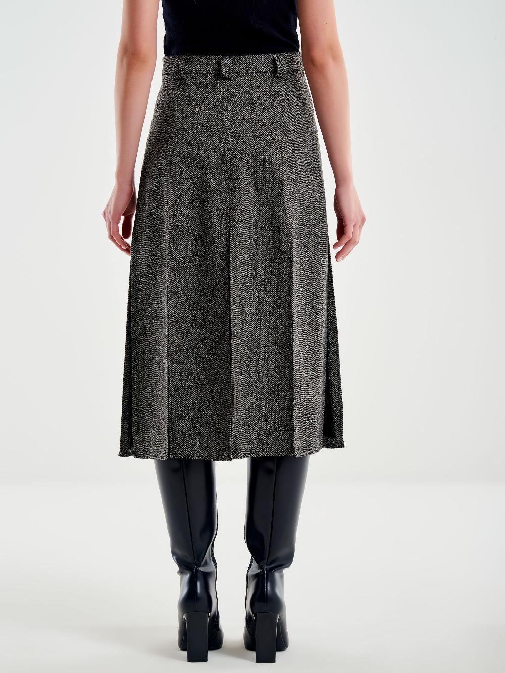 Vicolo Gonna Midi con Spacchi Spinata Nero Sottocosto
