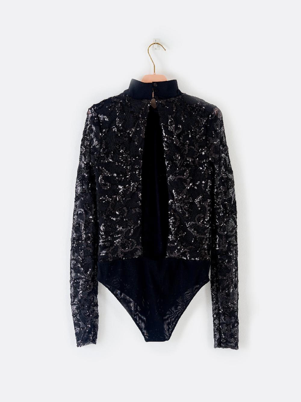 Vicolo Body Pizzo e Paillettes Nero Economico