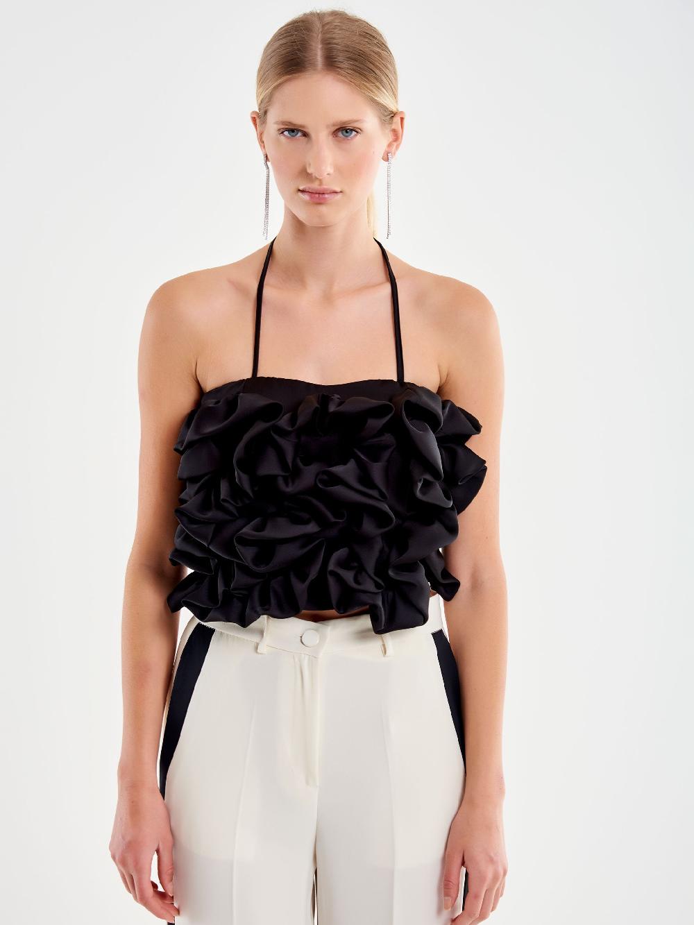 Vicolo Top Con Rouches Nero Outlet
