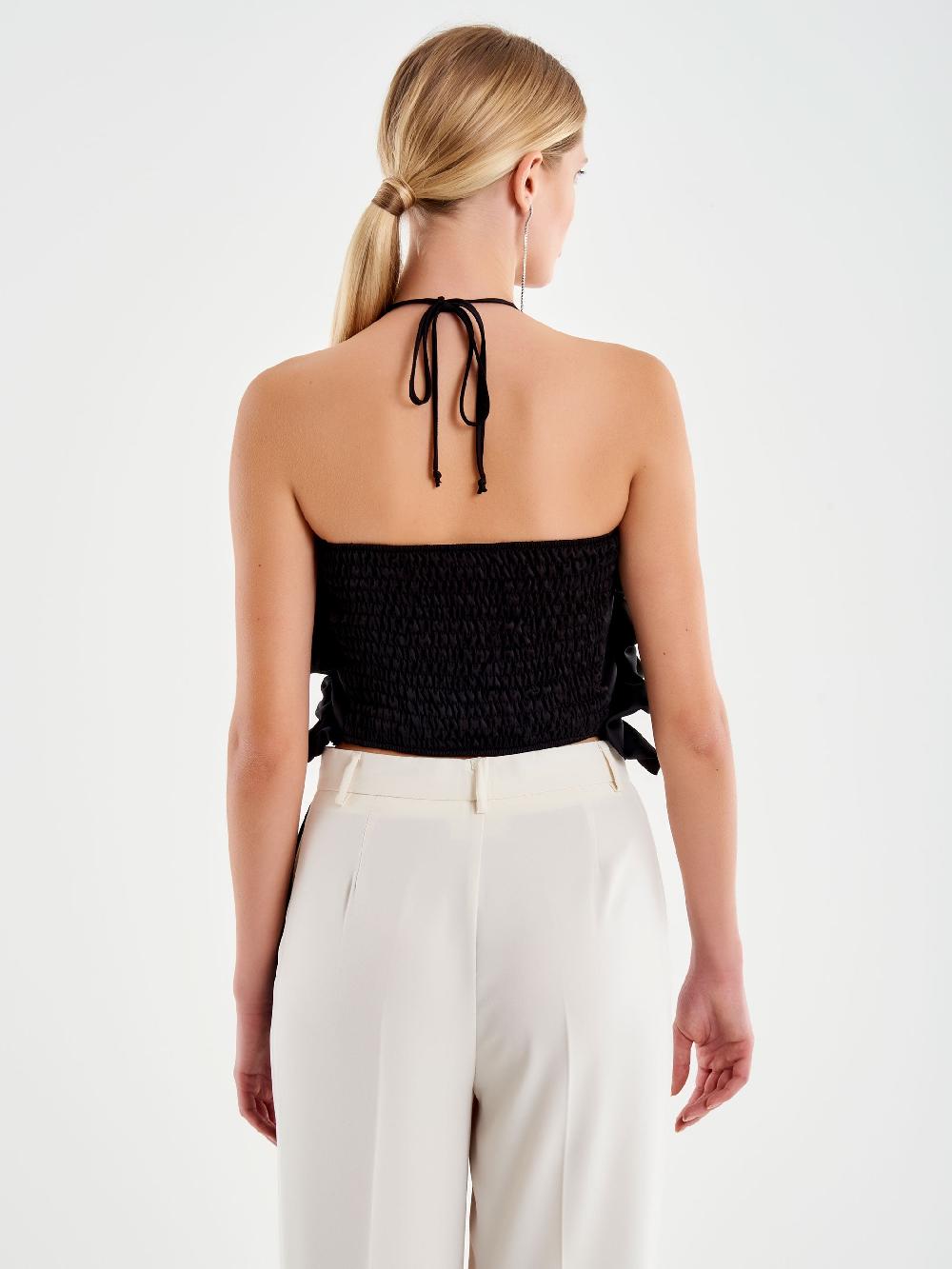 Vicolo Top Con Rouches Nero Outlet