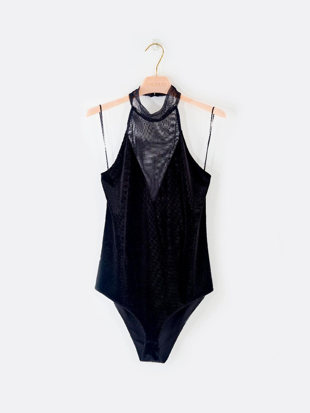 Vicolo Body in Tulle e Velluto Nero Offerte