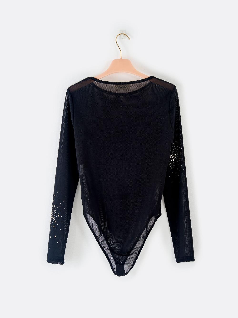 Vicolo Body in Tulle con Strass Nero Hotsell