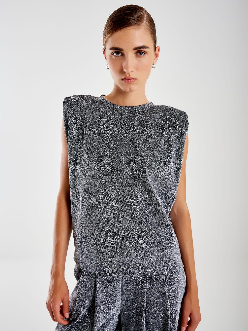 Vicolo Canotta con Spalline Lurex Grigio Vendita Economica