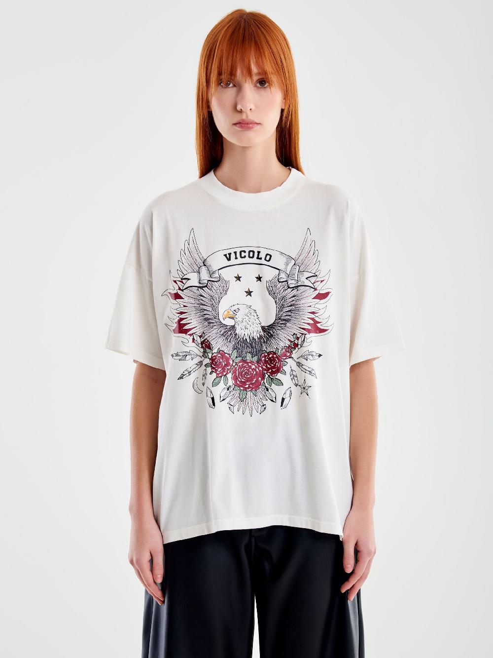 Vicolo T-shirt Fantasia Varsity Bianco Saldi Di Fabbrica
