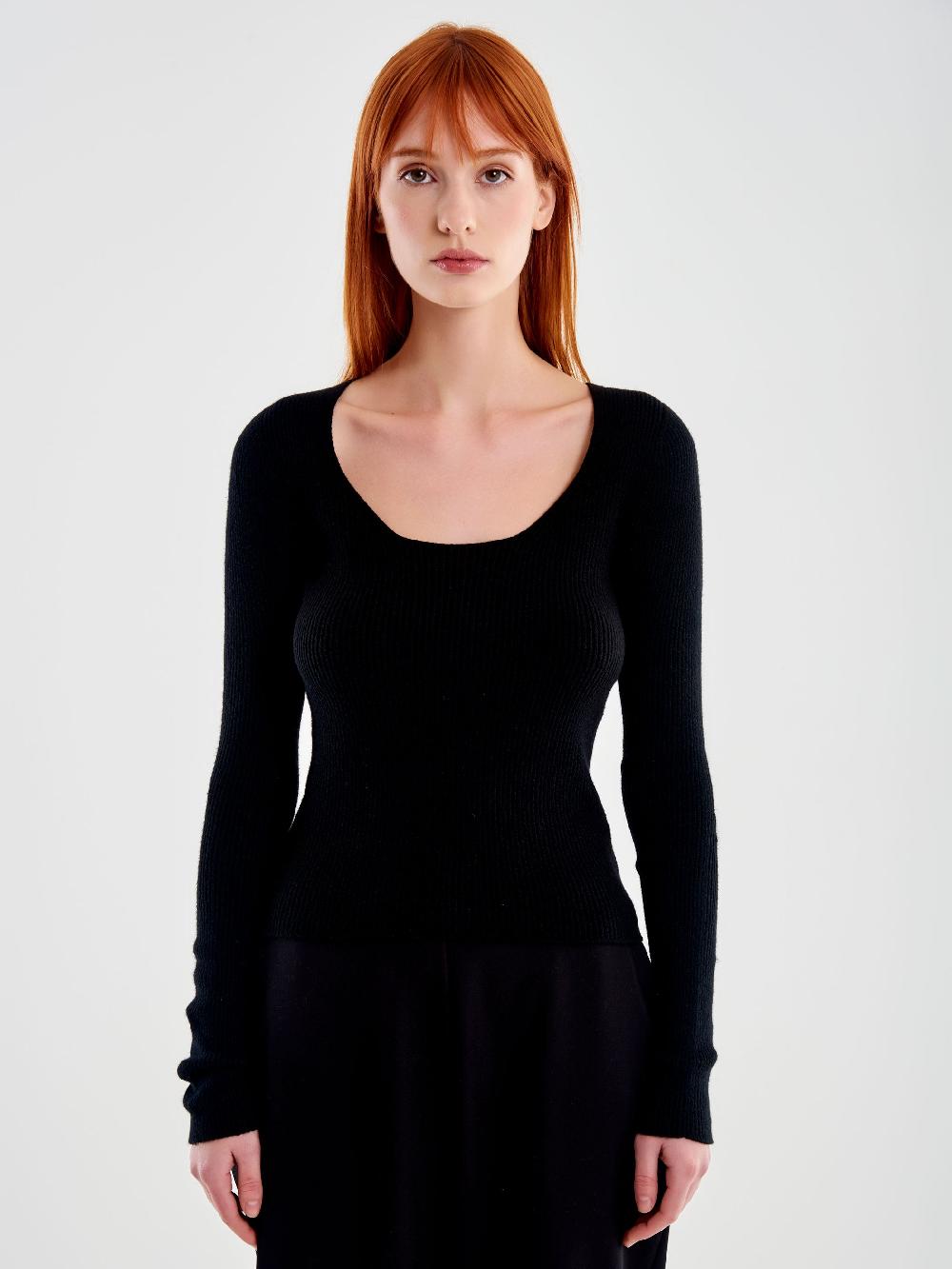 Vicolo Top in Costa Scollo Ampio Nero Offerta per la Festa della Mamma