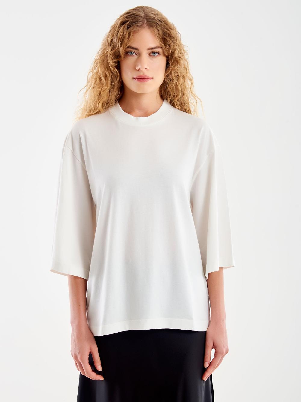 Vicolo T-Shirt Over Maniche Ampia Bianco Negozio