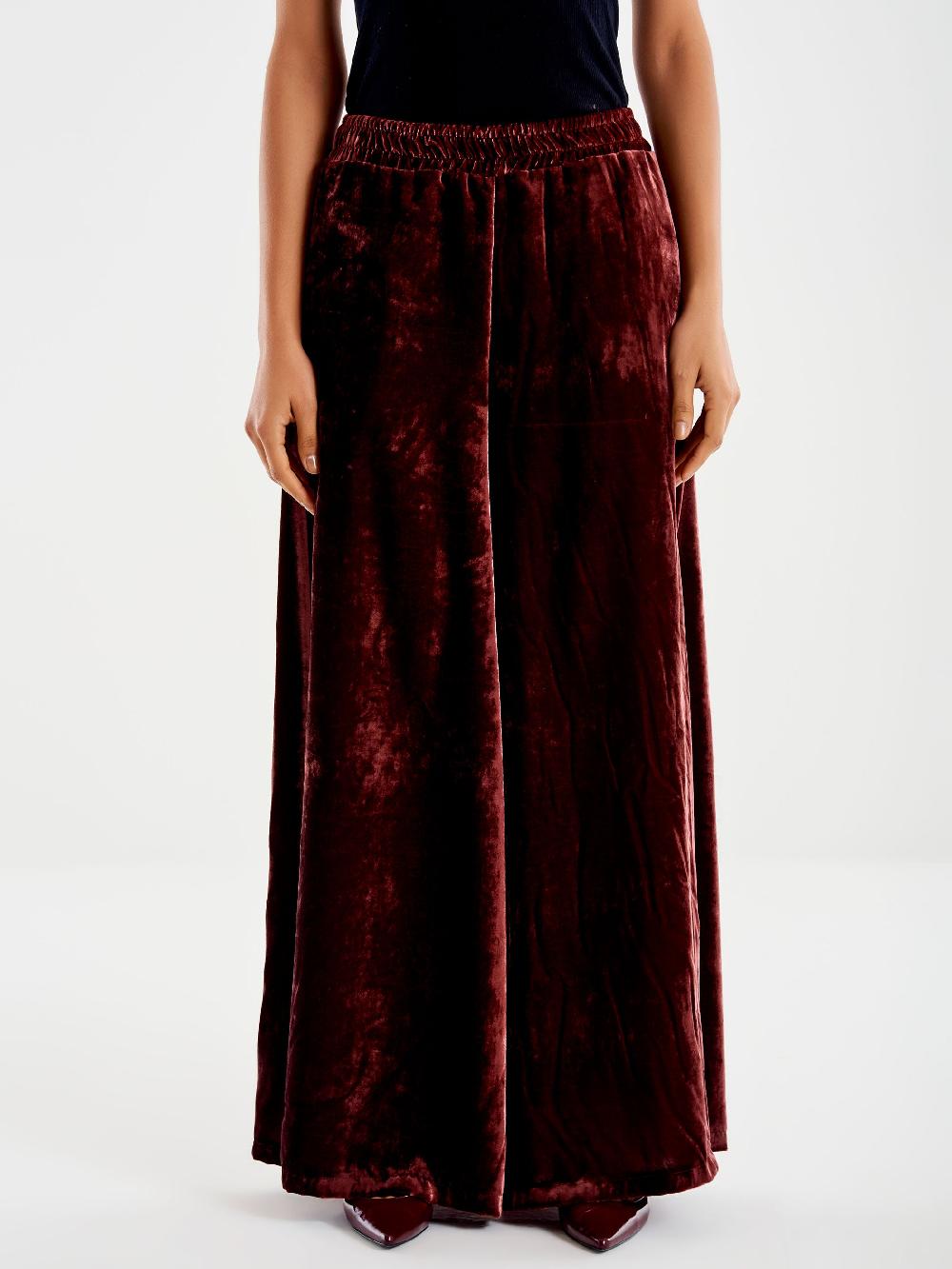 Vicolo Pantalone In Velluto con Elastico Bordeaux Vendita calda
