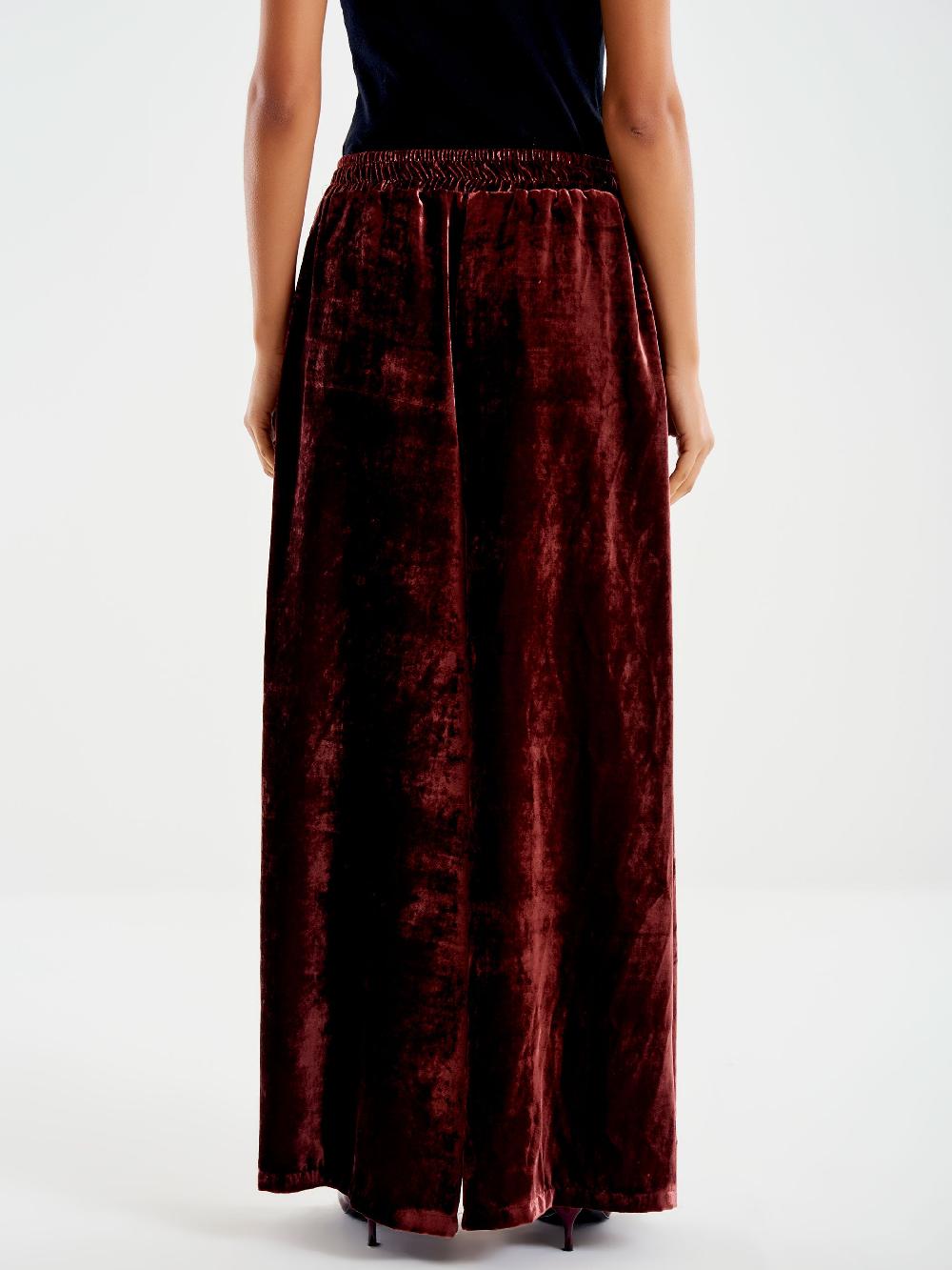 Vicolo Pantalone In Velluto con Elastico Bordeaux Vendita calda