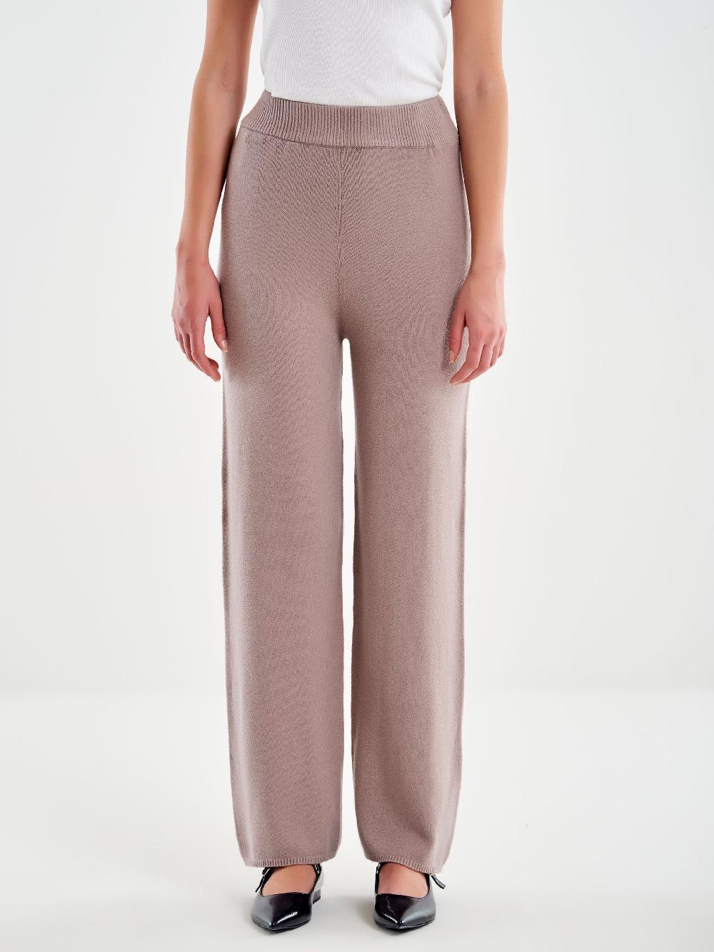 Vicolo Pantalone in Maglia con Elastico Beige Offerte esclusive