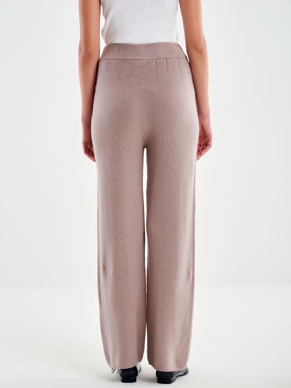 Vicolo Pantalone in Maglia con Elastico Beige Offerte esclusive