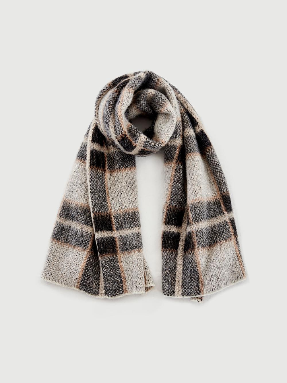 Vicolo Sciarpa in Mohair Fantasia Check Grigio Spedizione Gratuita