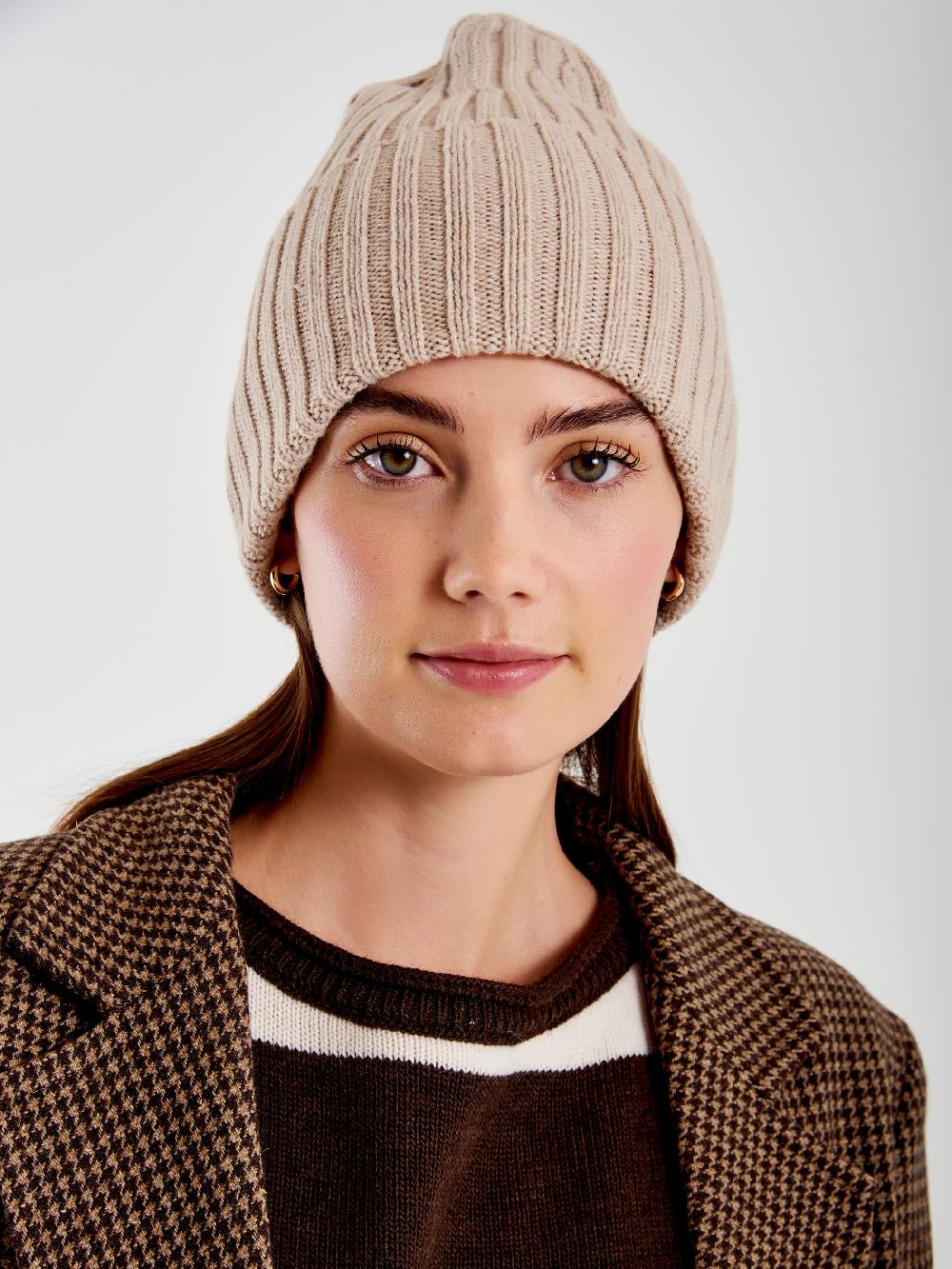 Vicolo Berretto in Maglia Basic Beige Enormi risparmi