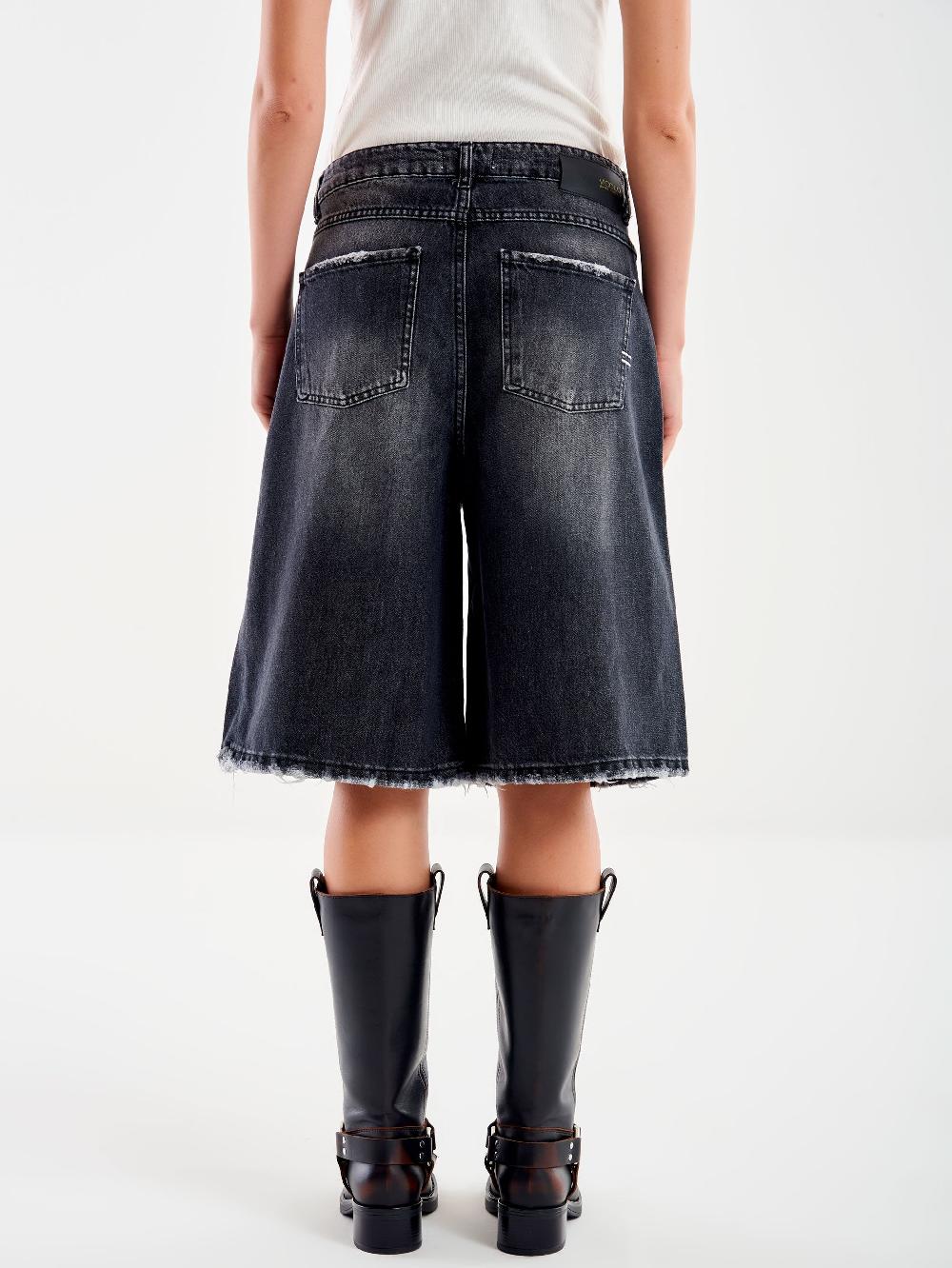 Vicolo Jeans Bermuda Nero Rotture Nero Pezzi Unici