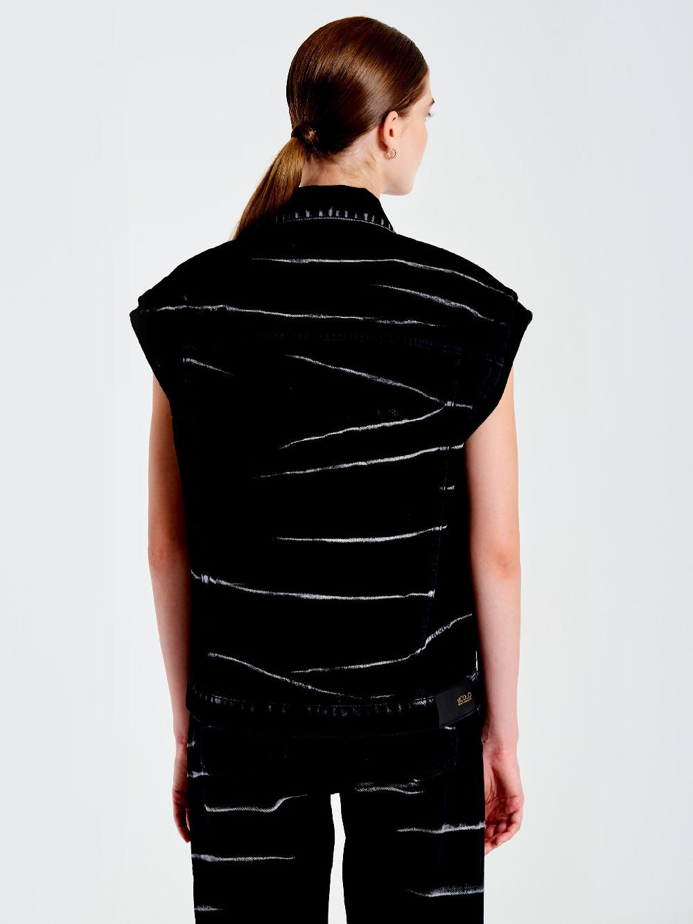 Vicolo Gilet in Jeans Effetto ZebratoNero Qualità Garantita
