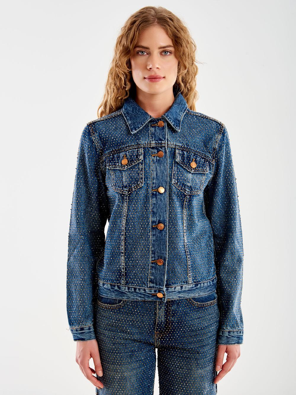 Vicolo Giacca Jeans e Strass Blu Acquista Ora