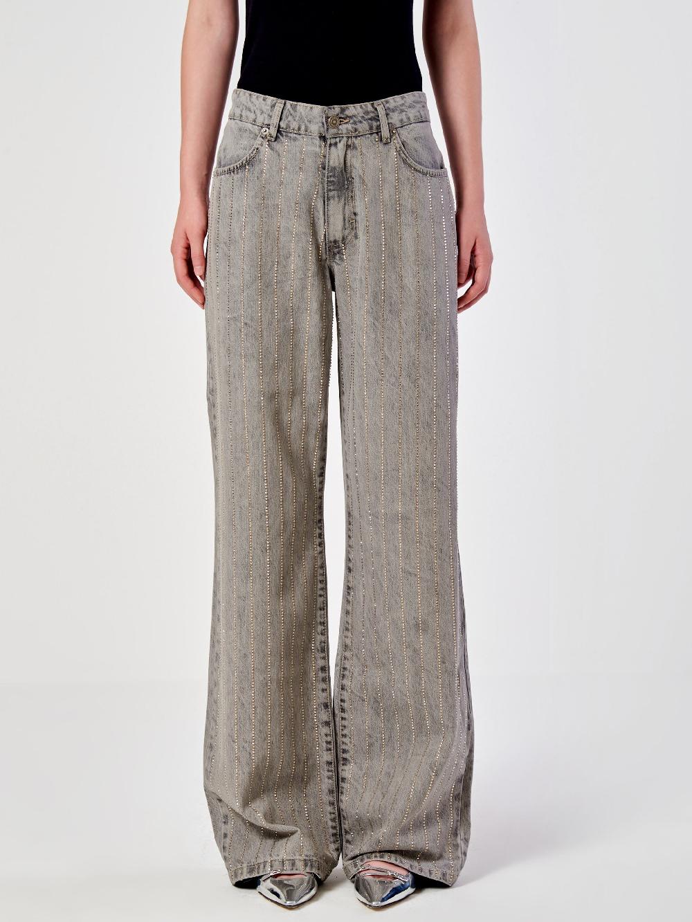 Vicolo Jeans Strass effetto GessatoGrigio Prezzo Ridotto