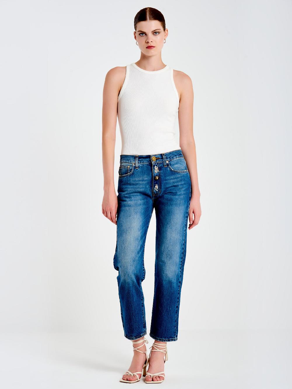 Vicolo Jeans Zoe Bottoni Gioiello BaggyBlu Economico