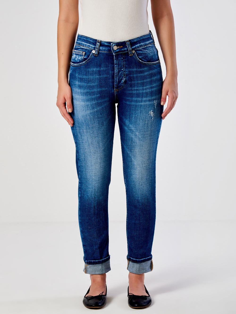 Vicolo Jeans Icon Daisy con Risvolto Blu In Vendita