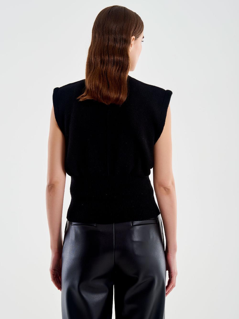Vicolo Gilet Smanicato Girocollo Aderente Nero Negozio online di fabbrica