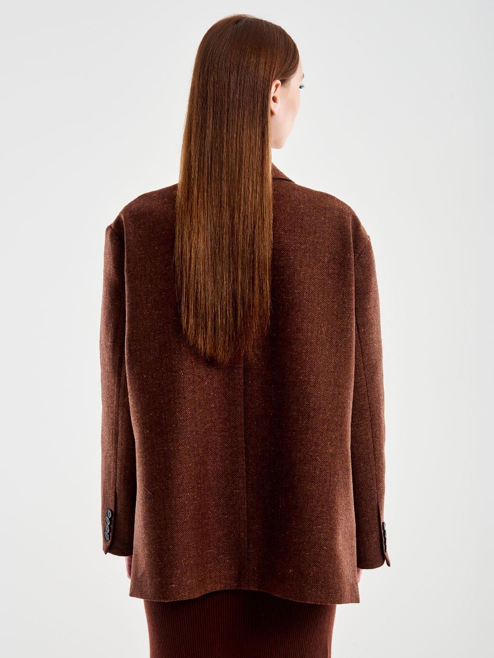 Vicolo Giacca Misto Lana Oversized Spinata Moro Offerta speciale