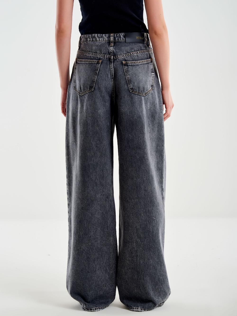 Vicolo Jeans Abby Ampi Grigi Nero Offerta Pasqua