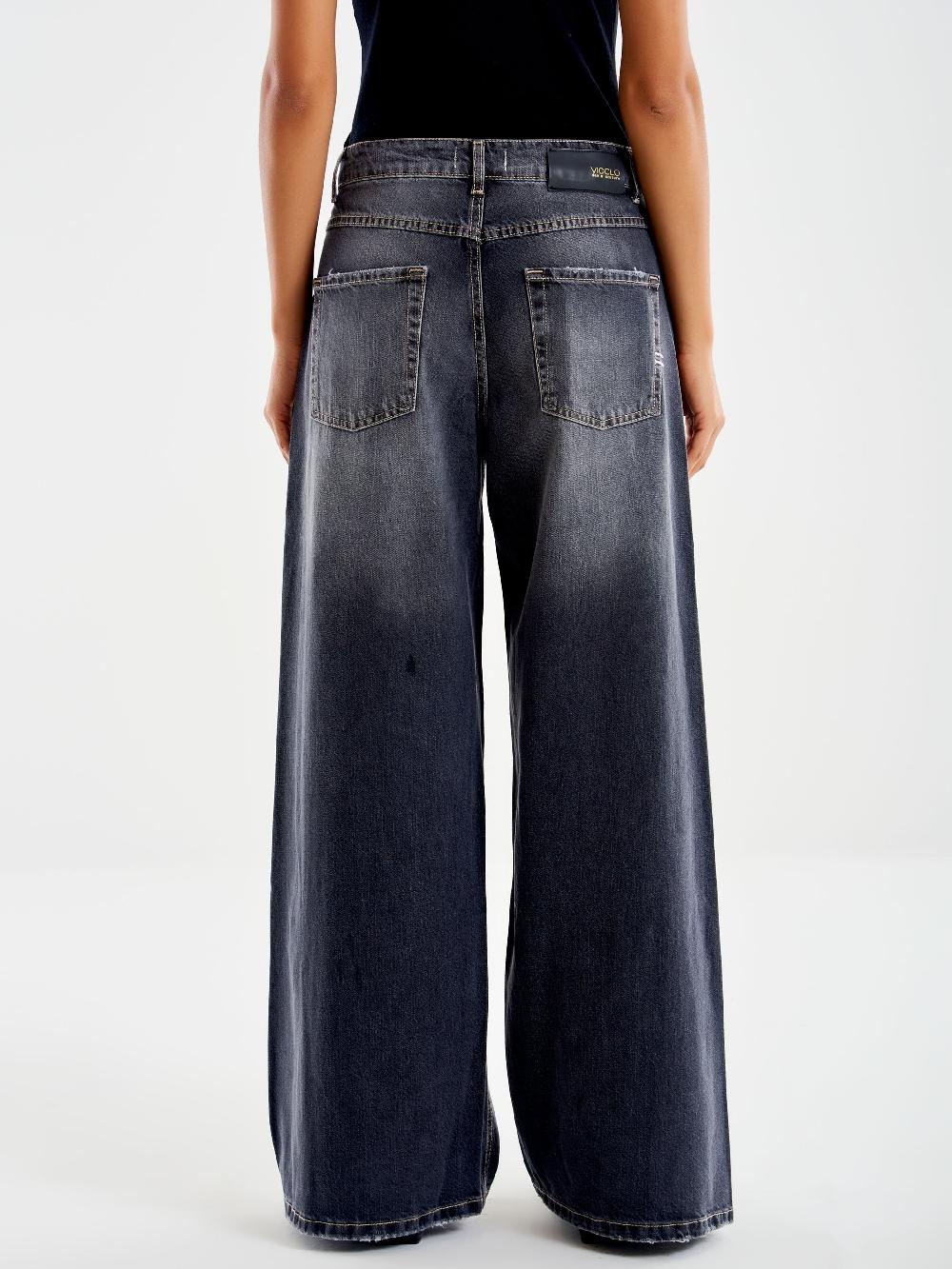 Vicolo Jeans Margaret Ampio Nero Offerta per la Festa della Mamma